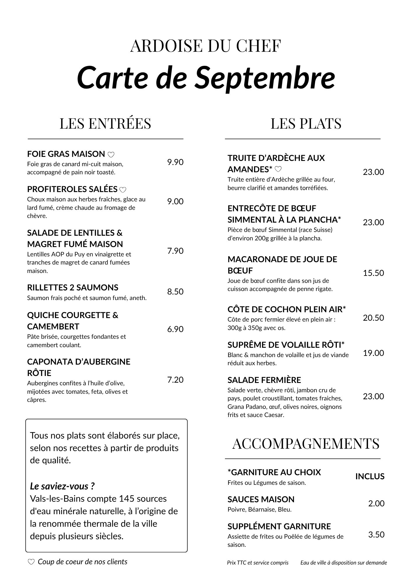 Entrées et Plats